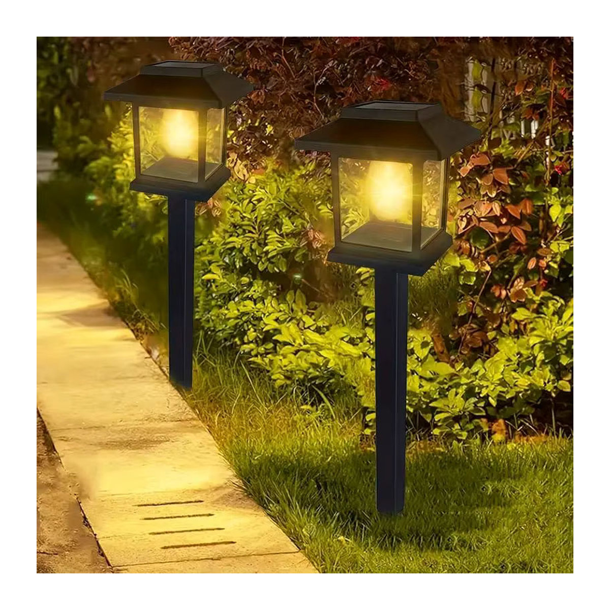 Klassische Solar-Wegeleuchten in Schwarz mit warmweißem Licht für deinen Garten - Bild 2