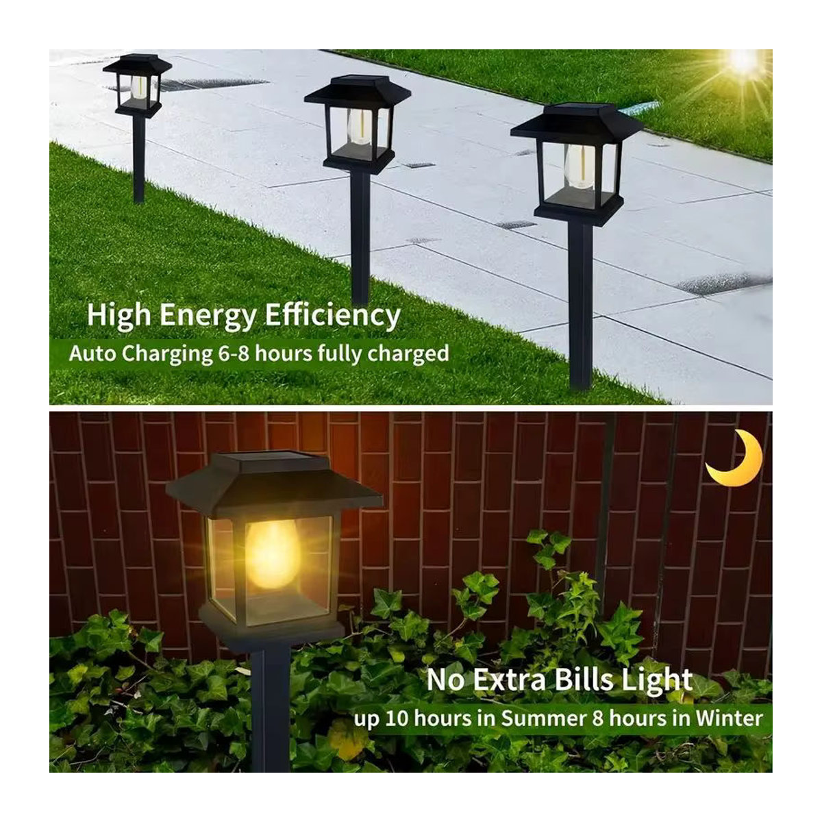 Klassische Solar-Wegeleuchten in Schwarz mit warmweißem Licht für deinen Garten - Bild 4
