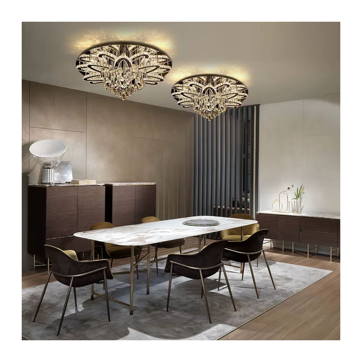 Klassischer LED-Kristall-Kronleuchter aus Metall in Chrom - Bild 4