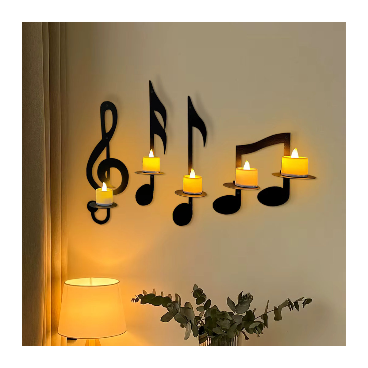 Klassischer Musik Kerzenhalter aus Metall in Schwarz für Teelichter - Bild 2