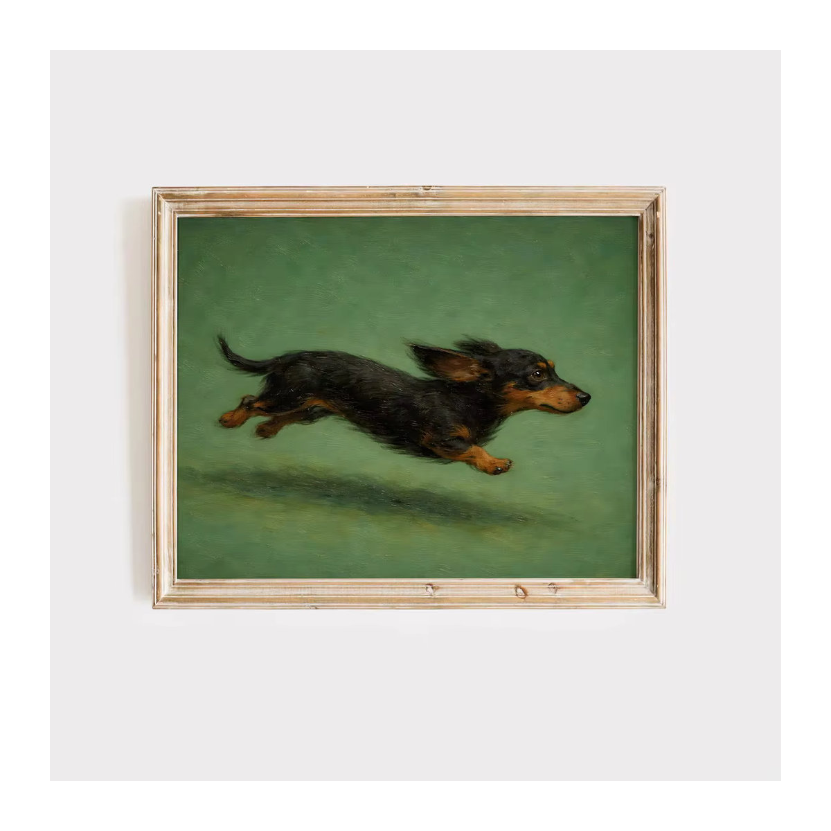 Klassischer Wanddruck von SHENCHEN mit Dackel-Illustration im Ölgemälde-Stil, schwarz-braun, Querformat aus Holz - Bild 3