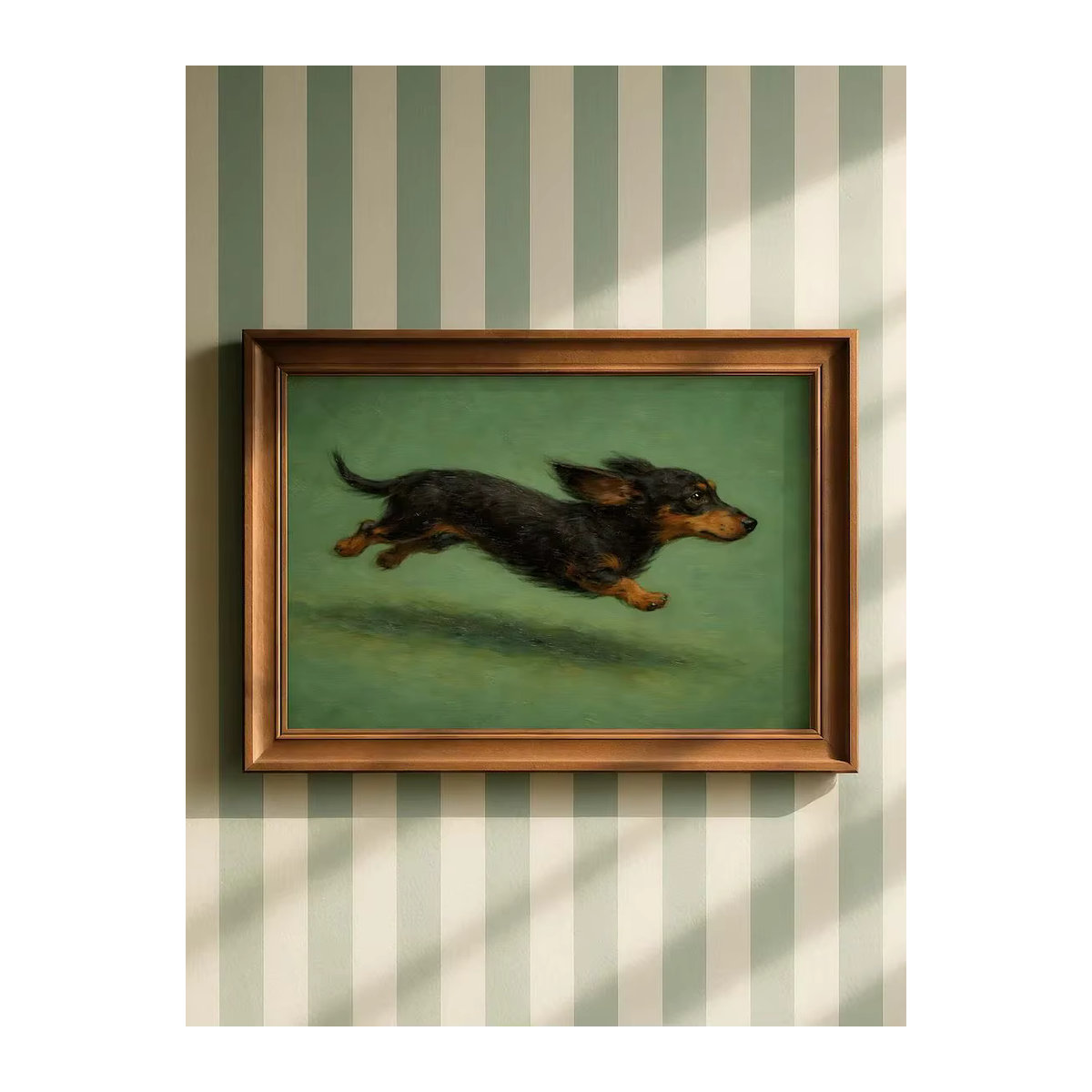 Klassischer Wanddruck von SHENCHEN mit Dackel-Illustration im Ölgemälde-Stil, schwarz-braun, Querformat aus Holz - Bild 7