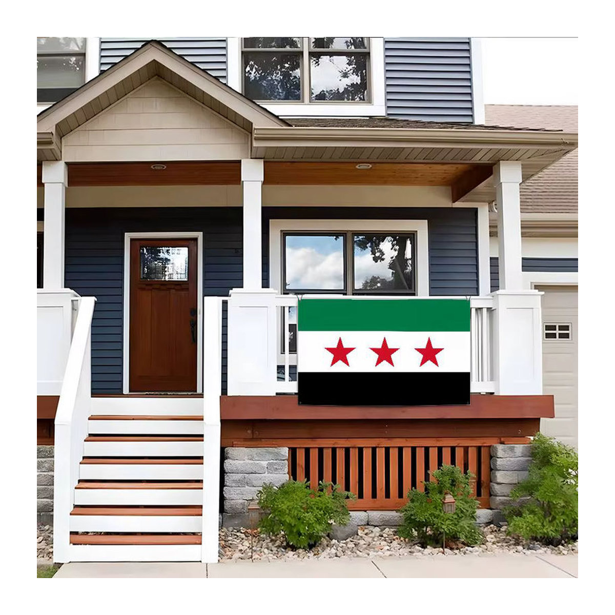Klassisches hängendes Banner Syrien Flagge als Textil-Kunstdekoration, mehrfarbig, B/H: 50 x 70 cm - Bild 2