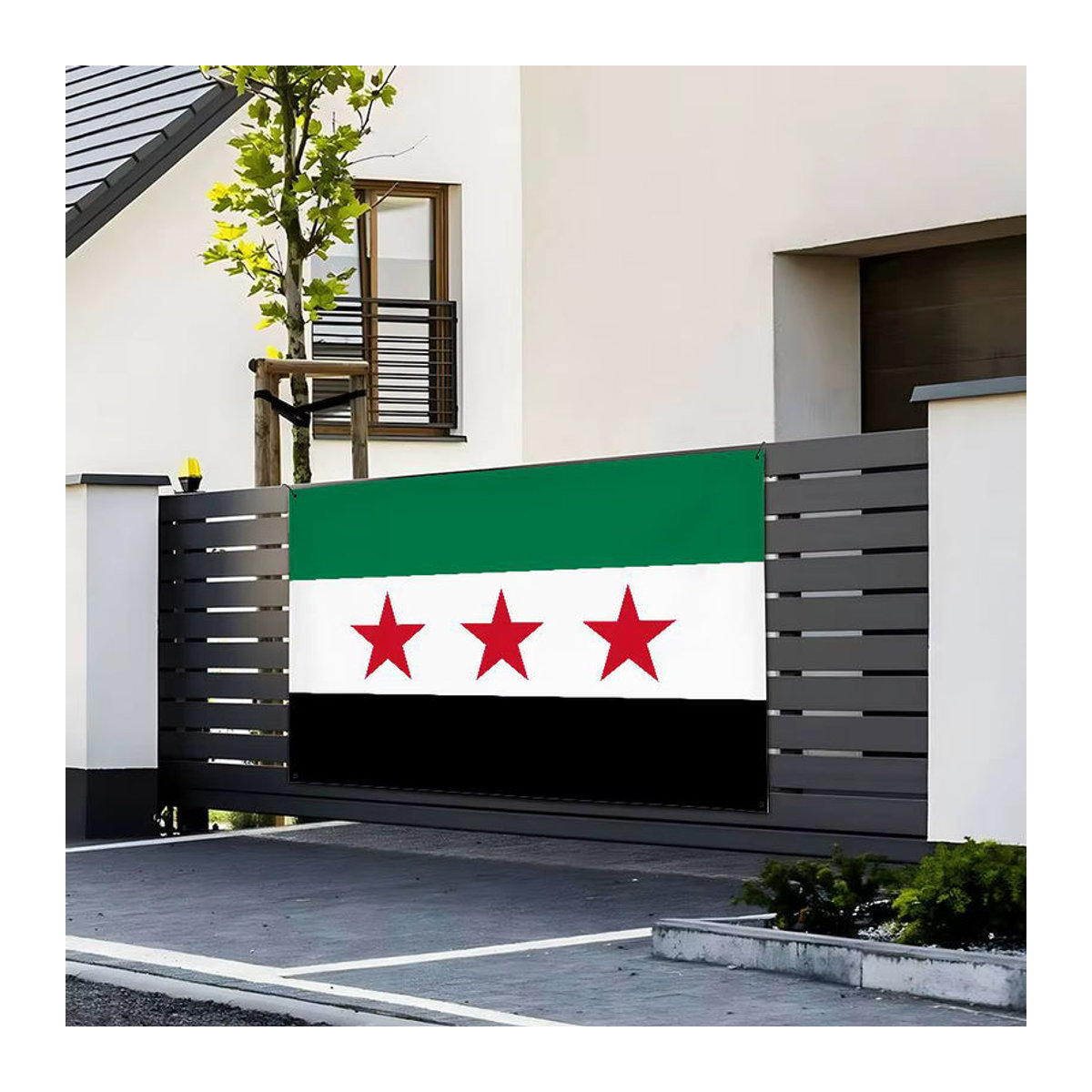 Klassisches hängendes Banner Syrien Flagge als Textil-Kunstdekoration, mehrfarbig, B/H: 50 x 70 cm - Bild 3