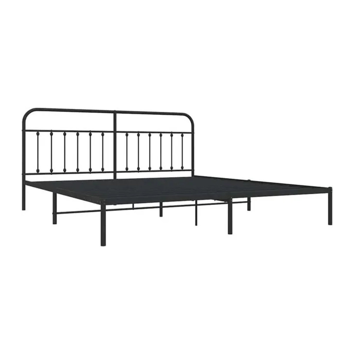 Klassisches Metallbett mit Kopfteil von Vidaxl in Schwarz, B/T: 193 x 203 cm - Bild 1