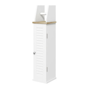 Kleankin Badezimmerschrank mit Toilettenpapierhalter und höhenverstellbarem Regal in Weiß, Modernes Design, B/T/H: 18 x 20 x 80 cm