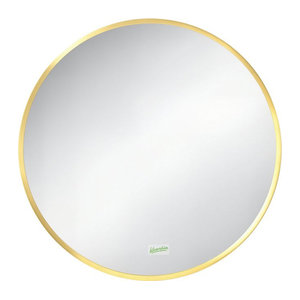Kleankin LED Badspiegel Rund mit Memoryfunktion, IP44 Wandspiegel aus Gold Aluminium, Durchmesser: 50 cm
