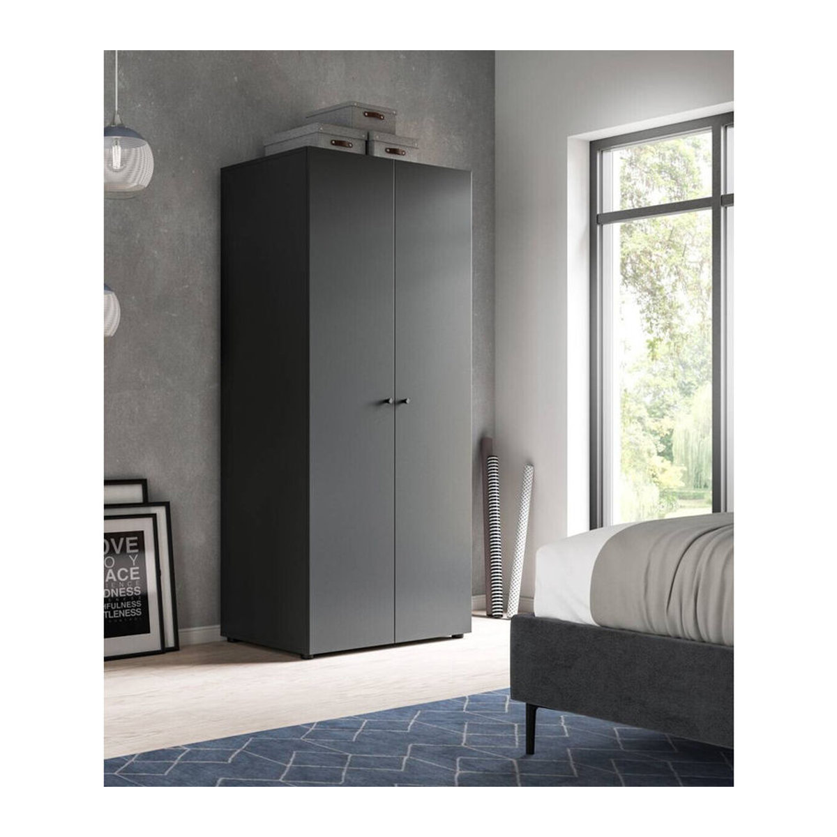 Kleiderschrank DARWIN xonox.home Anthrazit mit Drehtüren B/H/T: 80 x 176 x 51 cm - Bild 2
