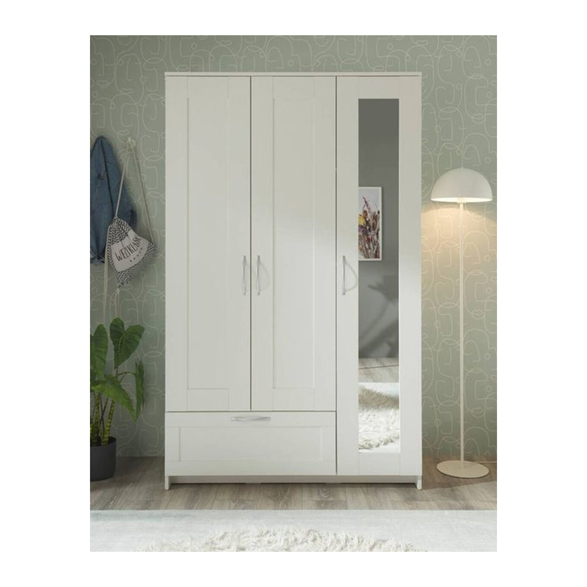 Kleiderschrank HARPER BODMIN in Weiß mit Drehtüren aus Holzwerkstoff und Metall, B/H/T: 117 x 191 x 50 cm - Bild 1