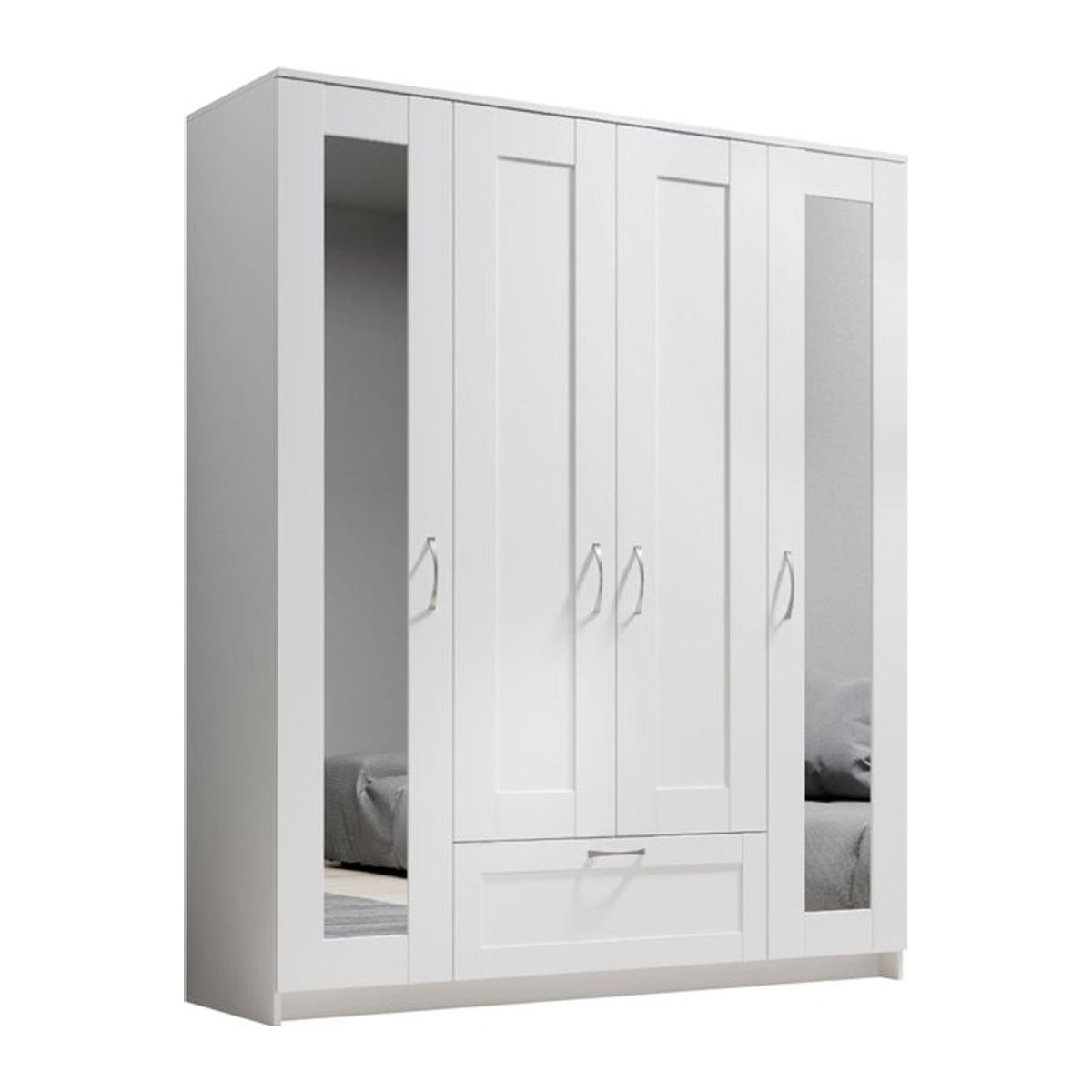 Kleiderschrank HARPER BODMIN von Lepini in Weiß mit Drehtüren, B/H/T: 156 x 191 x 50 cm - Bild 5