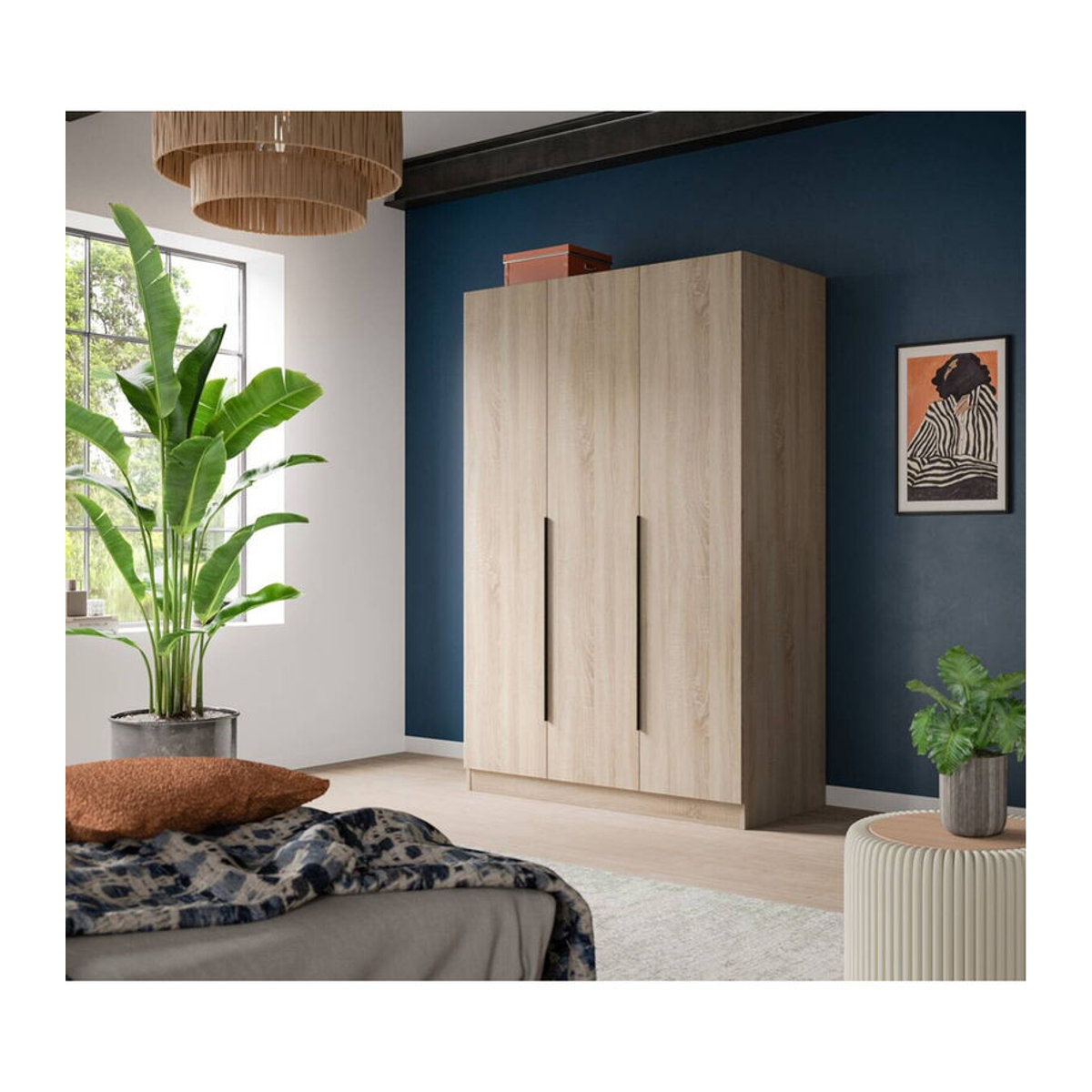 Kleiderschrank KOPENHAGEN von xonox.home in Eiche Sonoma Nachbildung mit Drehtüren, B/H/T: 120 x 181 x 52 cm - Bild 2