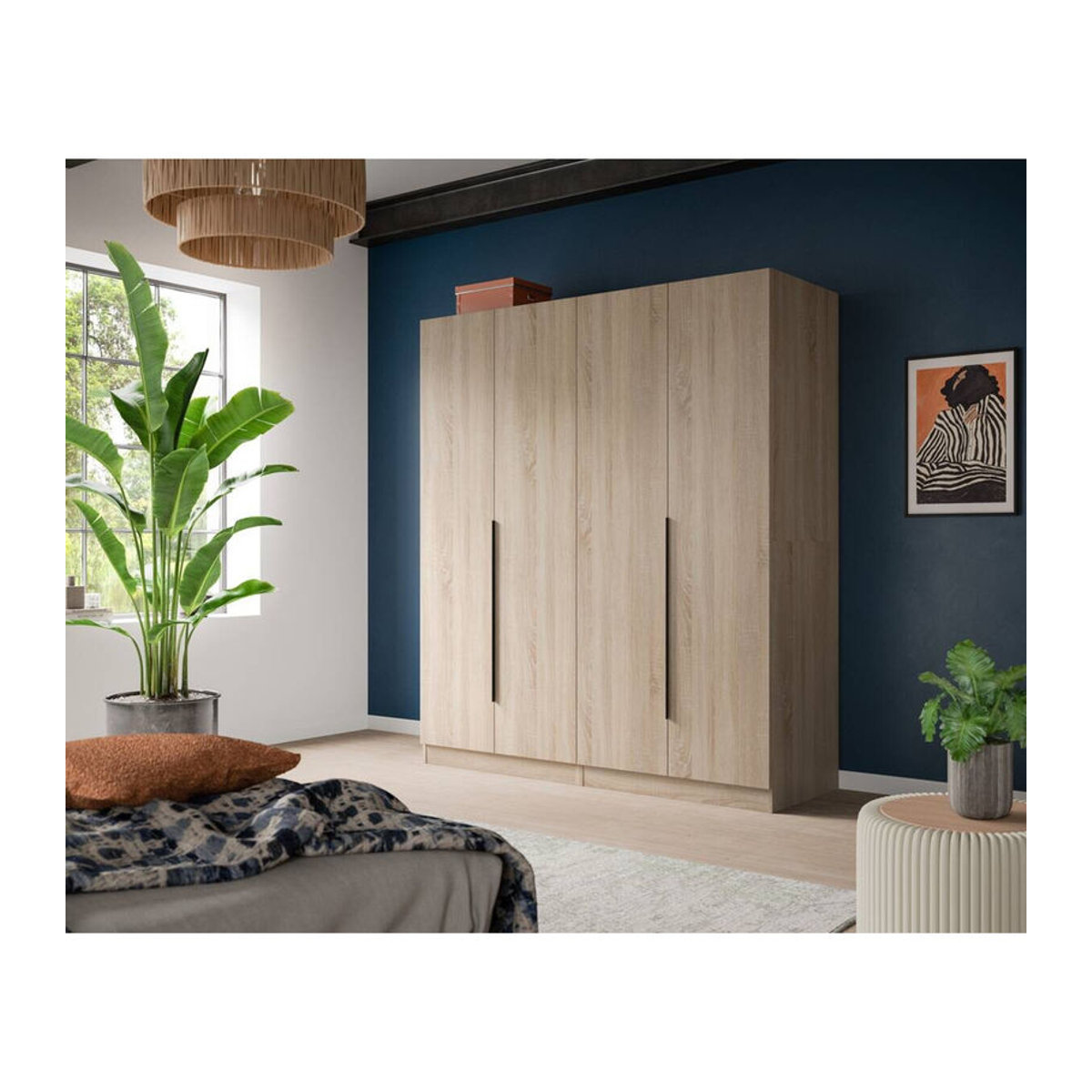 Kleiderschrank KOPENHAGEN von xonox.home in Eiche Sonoma Nachbildung mit Drehtüren, B/H/T: 160 x 181 x 52 cm - Bild 2