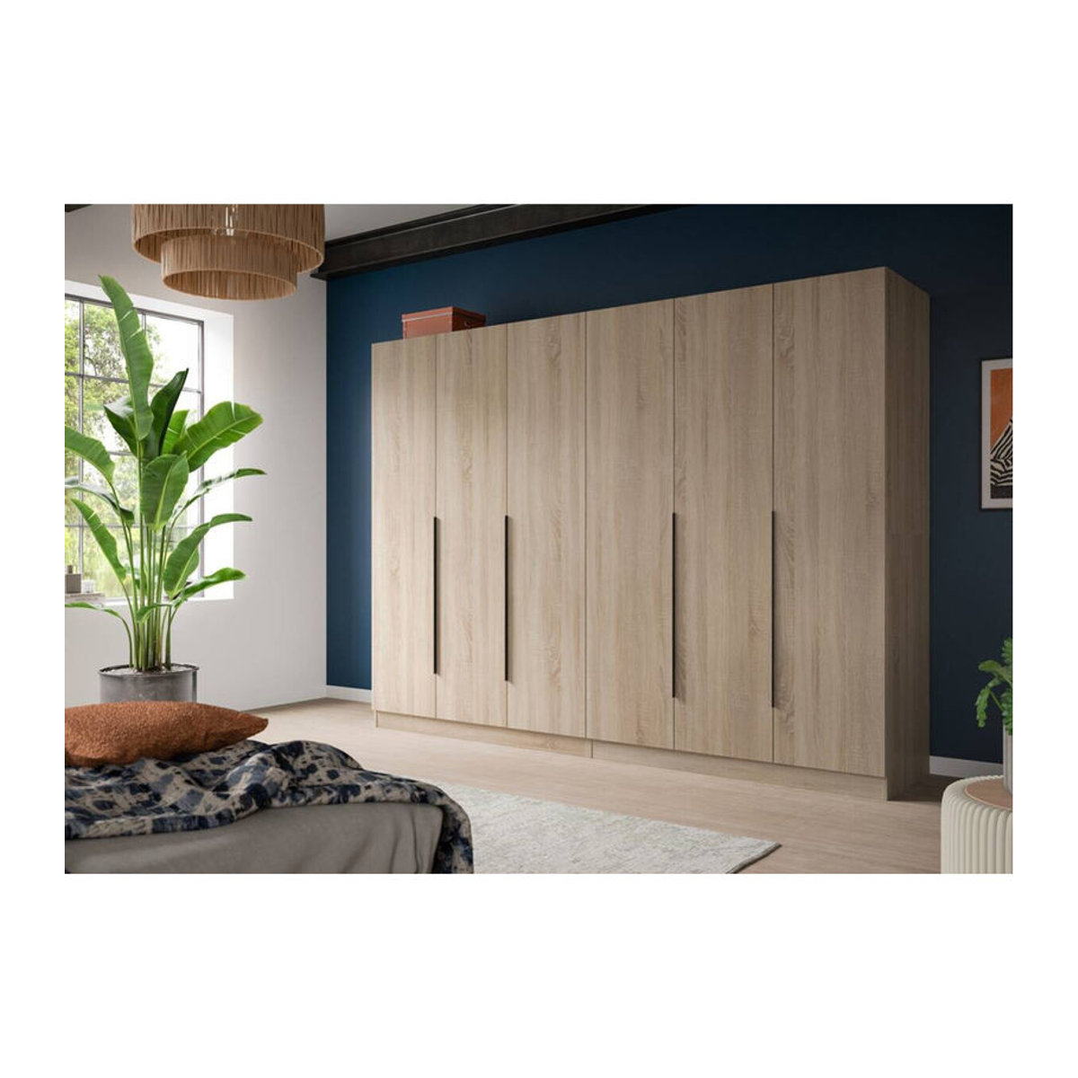 Kleiderschrank KOPENHAGEN von xonox.home in Eiche Sonoma Nachbildung mit Drehtüren, B/H/T: 240 x 181 x 52 cm - Bild 2