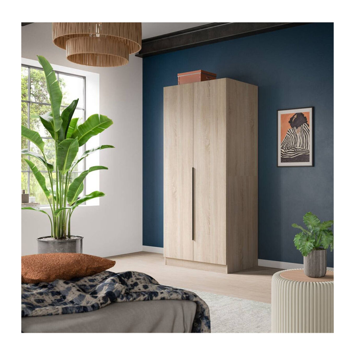 Kleiderschrank KOPENHAGEN von xonox.home in Eiche Sonoma Nachbildung mit Drehtüren, B/H/T: 80 x 181 x 52 cm - Bild 3