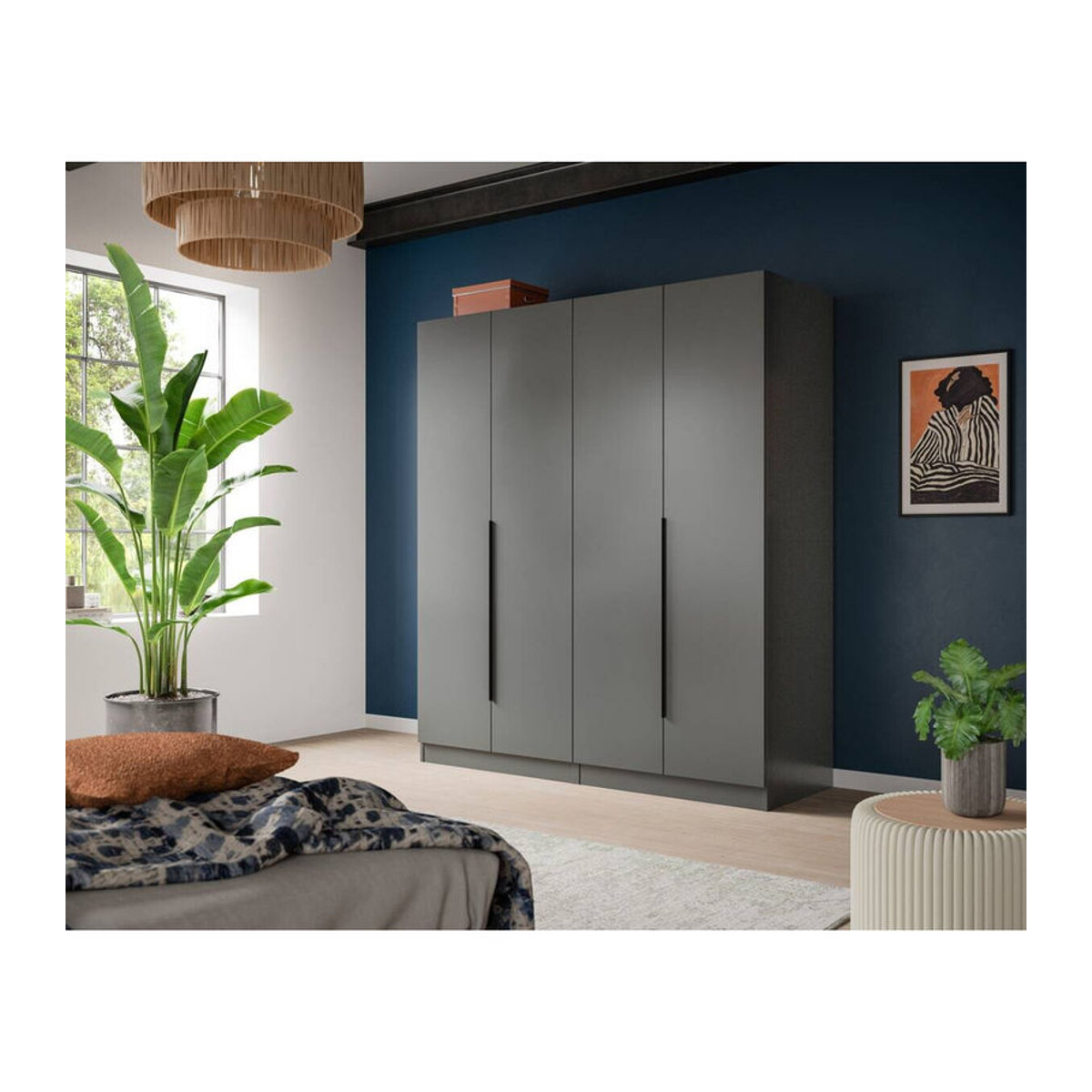 Kleiderschrank KOPENHAGEN xonox.home Anthrazit mit Drehtüren B/H/T: 160 x 181 x 52 cm - Bild 2