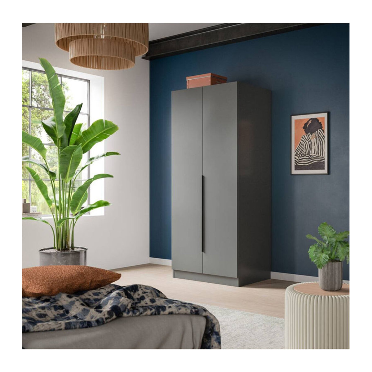 Kleiderschrank KOPENHAGEN xonox.home Anthrazit mit Drehtüren B/H/T: 80 x 181 x 52 cm - Bild 2