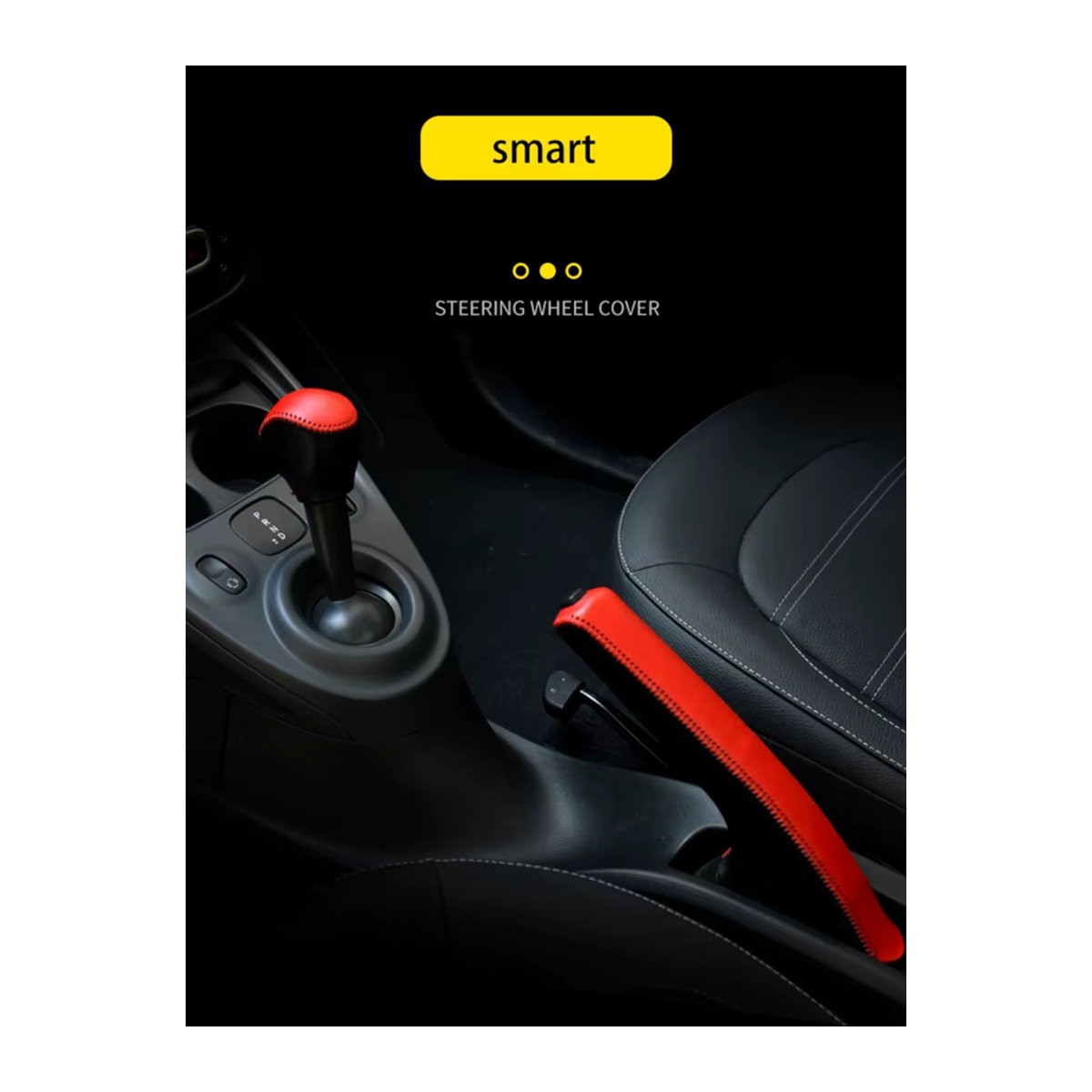 KLML Handbrems-Abdeckung aus Leder in Rot für Smart Fortwo 451 453 und Forfour 453 - Bild 4