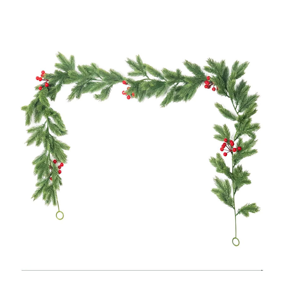 Kmitang Weihnachtsgirlande als Wandbehang mit roten Früchten und Tannennadeln, Grün/Rot, Länge: 175 cm - Bild 5