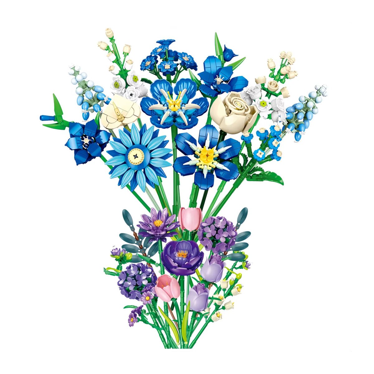 KNEW BUILT 3D Ewiger Blumenstrauß DIY Bausteine Spielzeug aus Kunststoff in Mehrfarbig als Deko-Ornament für Mädchen und zur Heimdekoration - Bild 2