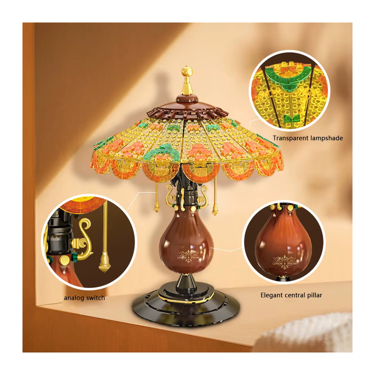 KNEW BUILT Tischlampe Modell Mini Bausteine in Bunt im Retro-Design - Bild 3