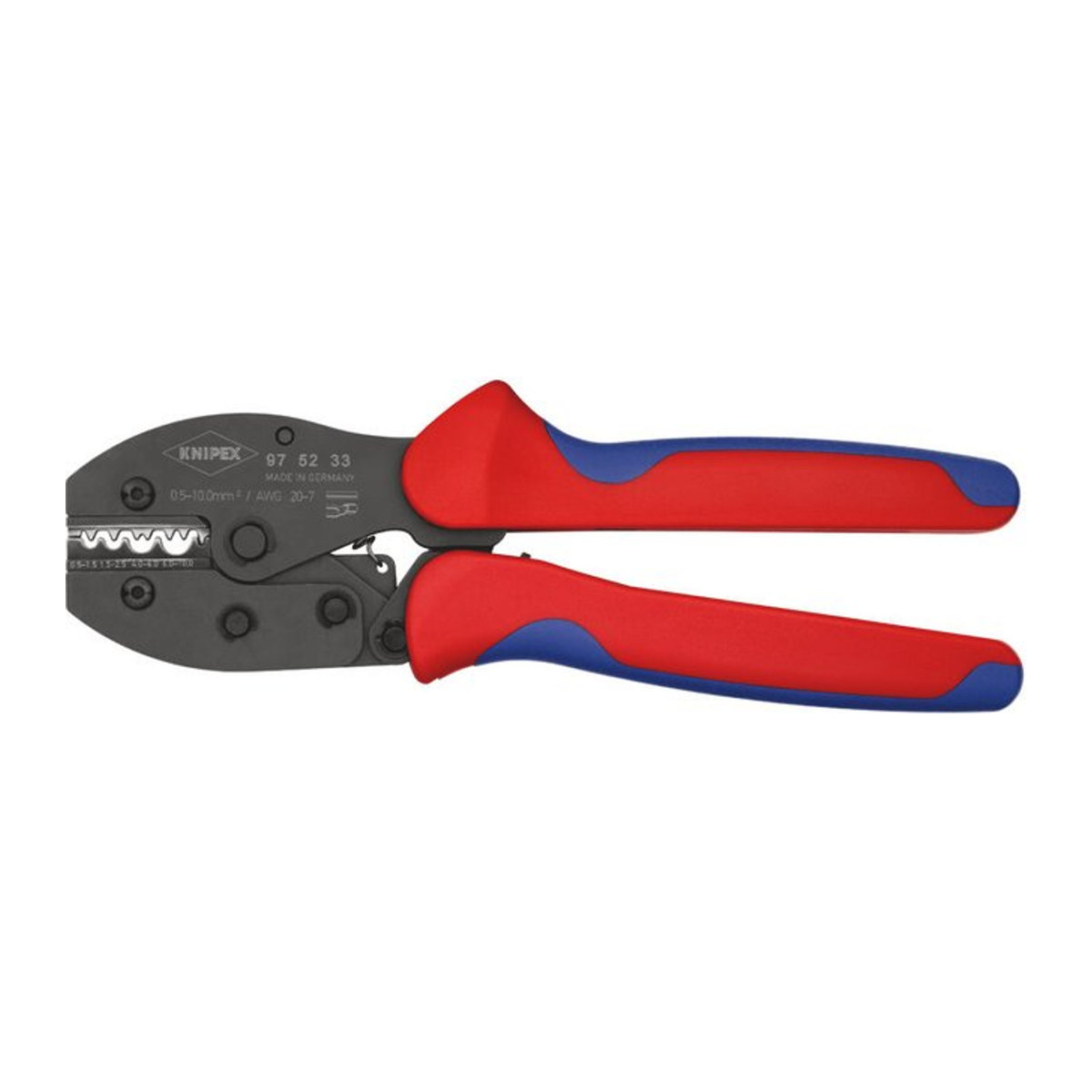 Knipex PreciForce 97 52 33 Crimpzange für unisolierte Rohrkabelschuhe, Quetschkabelschuhe und Pressverbinder aus Metall - Bild 2