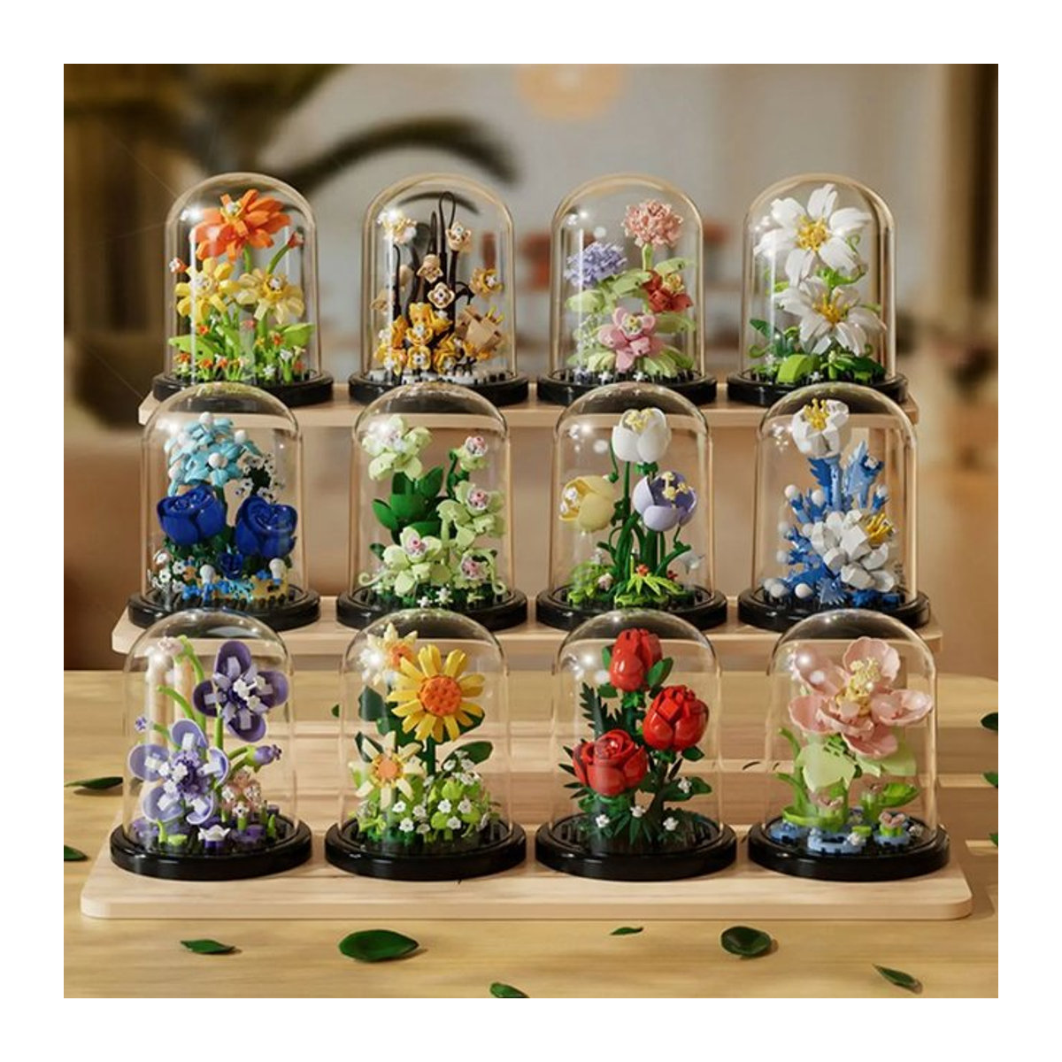 KNYYSECQ Sonnenblumen DIY Baustein-Set aus Kunststoff, handgemachtes Blumen-Puzzle und dekoratives Desktop-Ornament in Mehrfarbig - Bild 1