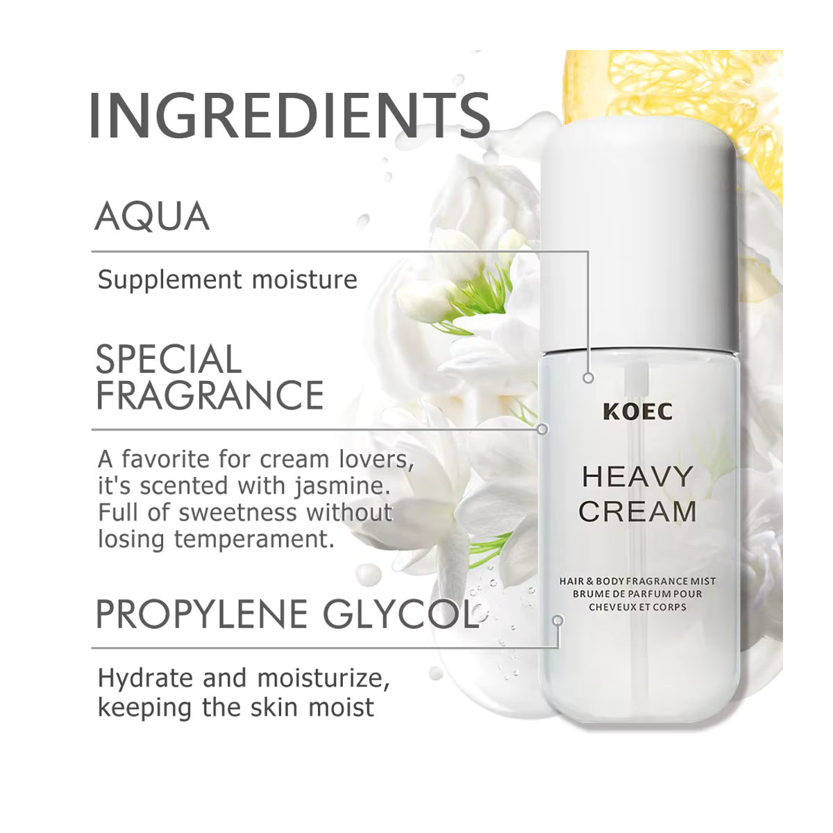 KOEC Heavy Cream Duftnebelparfüm mit Jasmin, Vanille und Zitronenzucker, 50 ml - Bild 3
