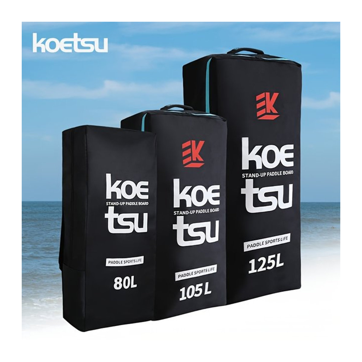 KOETSU Paddelrucksack mit großem Fassungsvermögen, aufblasbare Paddeltasche und tragbare Aufbewahrungstasche für Outdoor-Surfen in Weiß oder Schwarz - Bild 1