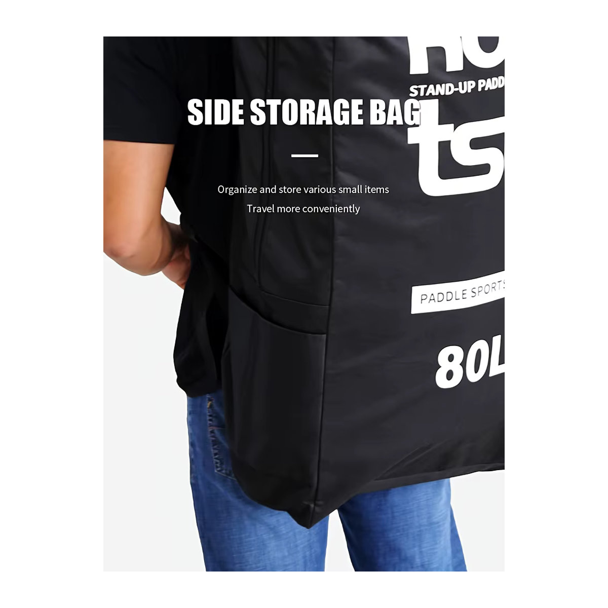 KOETSU Paddelrucksack mit großem Fassungsvermögen, aufblasbare Paddeltasche und tragbare Aufbewahrungstasche für Outdoor-Surfen in Weiß oder Schwarz - Bild 5