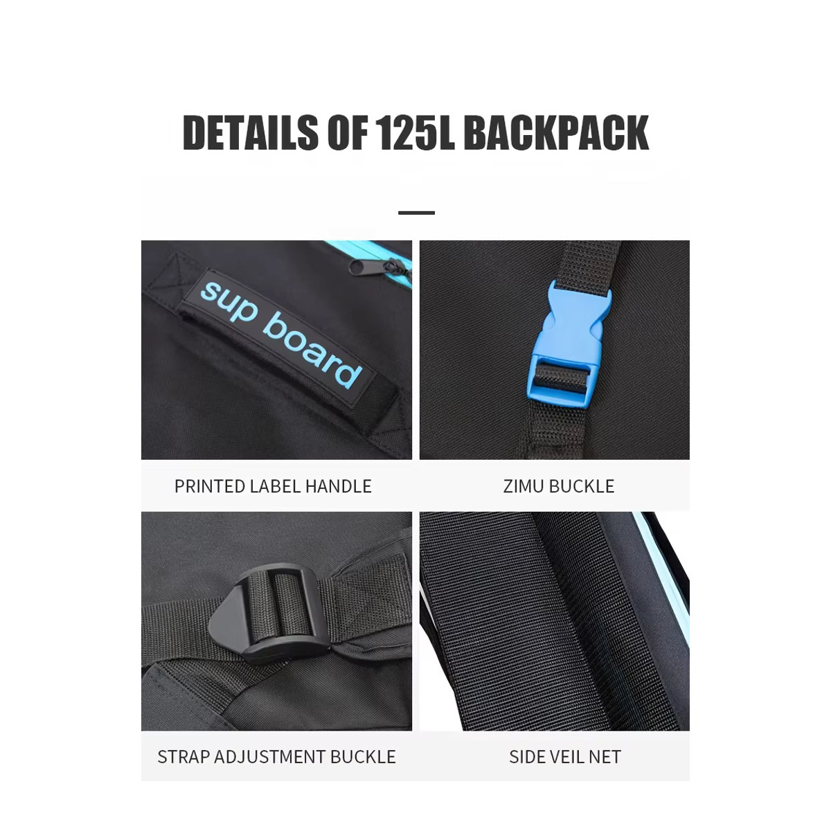 KOETSU Paddelrucksack mit großem Fassungsvermögen, aufblasbare Paddeltasche und tragbare Aufbewahrungstasche für Outdoor-Surfen in Weiß oder Schwarz - Bild 6