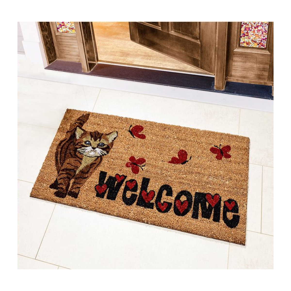 Kokos-Fußmatte Welcome von viva domo in Braun und Mehrfarbig - Bild 1