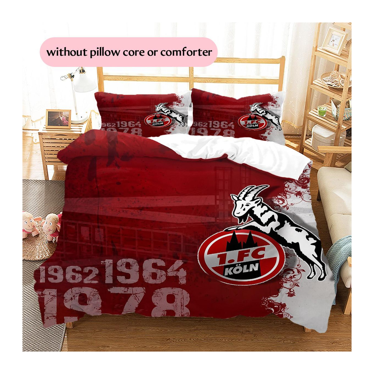 Köln FC Muster Bettwäsche Set in Rot mit 1 Bettbezug und 2 Kissenbezügen, B/H: 200 x 220 cm - Bild 1