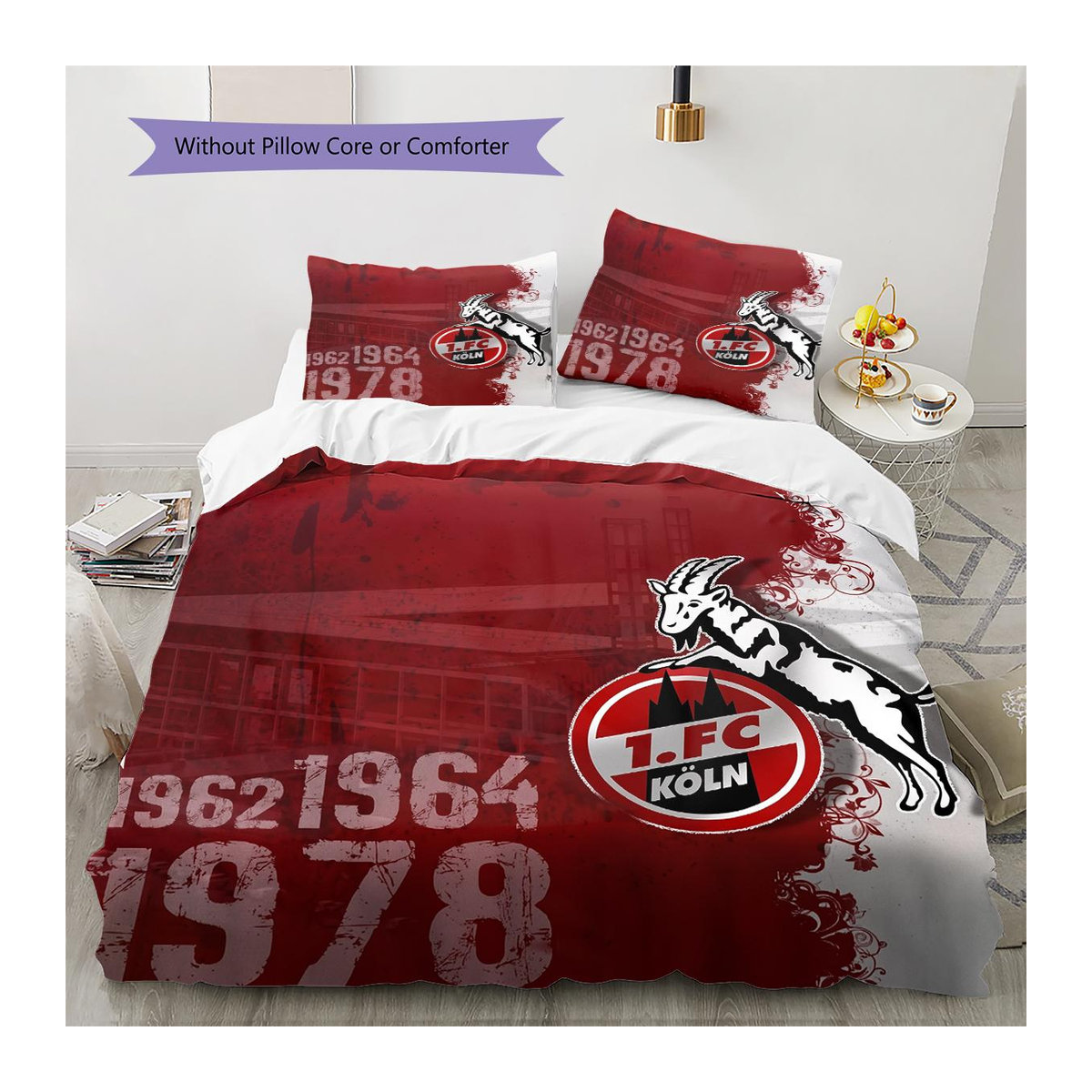 Köln FC Muster Bettwäsche Set in Rot mit 1 Bettbezug und 2 Kissenbezügen, B/H: 200 x 220 cm - Bild 5