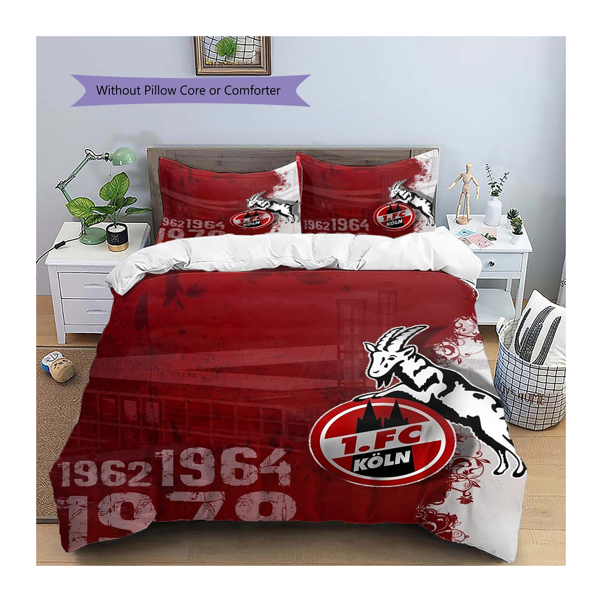 Köln FC Muster Bettwäsche Set in Rot mit 1 Bettbezug und 2 Kissenbezügen, B/H: 200 x 220 cm - Bild 7