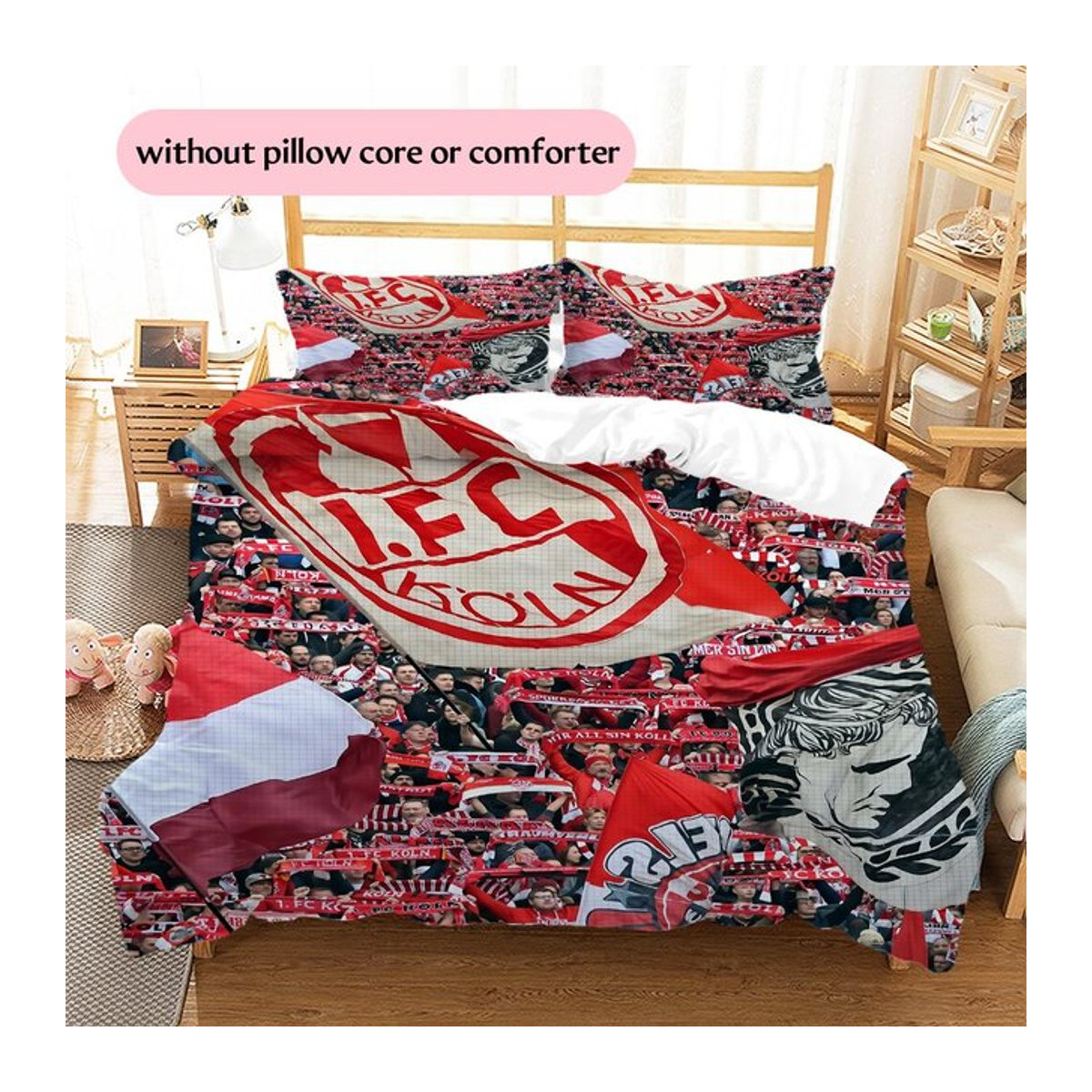 Köln FC Muster Bettwäsche Set in Rot mit 1 Bettbezug und 2 Kissenbezügen, B/H: 220 x 240 cm - Bild 1