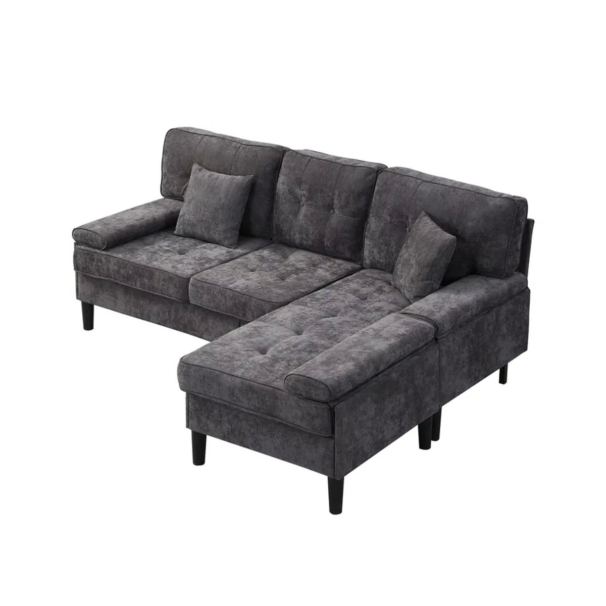KOMHTOM Ecksofa aus Chenille mit Schlaffunktion und beweglicher Fußbank, modernes Dreisitzer L-Form Sofa mit Chaiselongue in Beige oder Grau - Bild 6