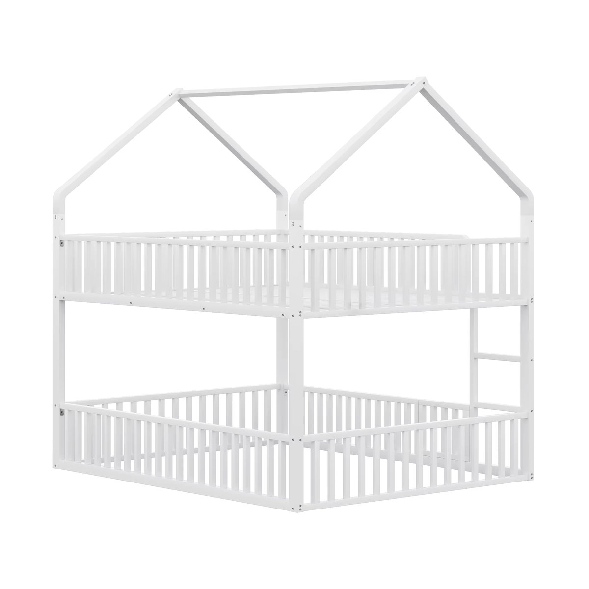KOMHTOM Etagenbett aus Metall in Weiß mit Doppelbett, Treppe und Loft-Design für Kinder - Bild 2