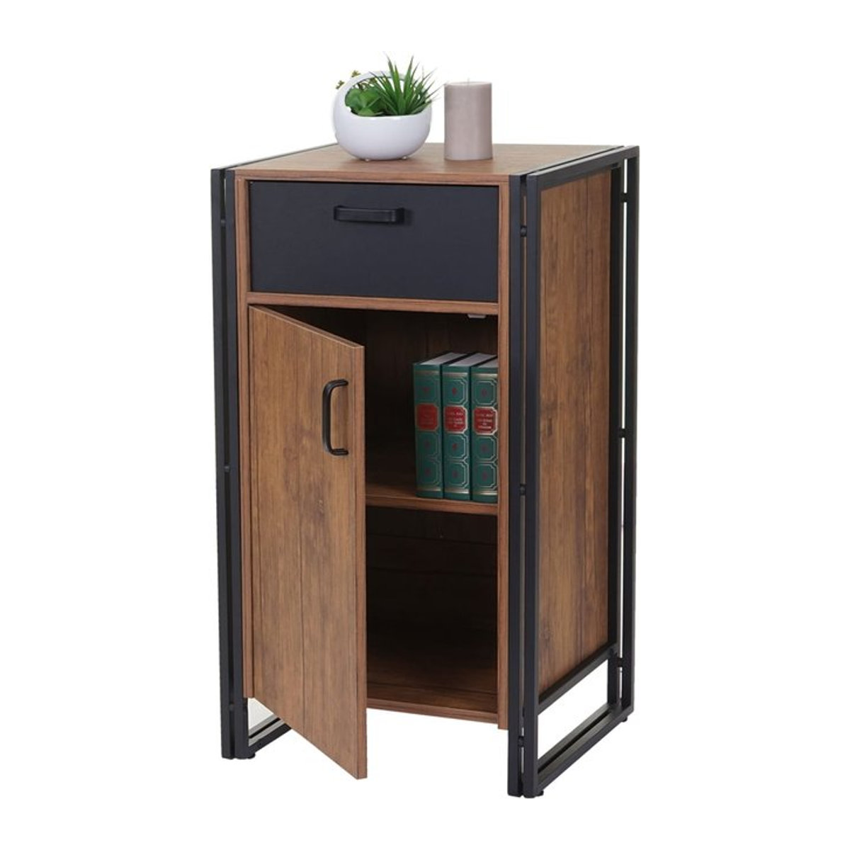 Kommode MCW-A27 Schubladenschrank in Wildeiche-Optik Braun im Industrial Design, B/T/H: 90 x 43 x 50 cm - Bild 1