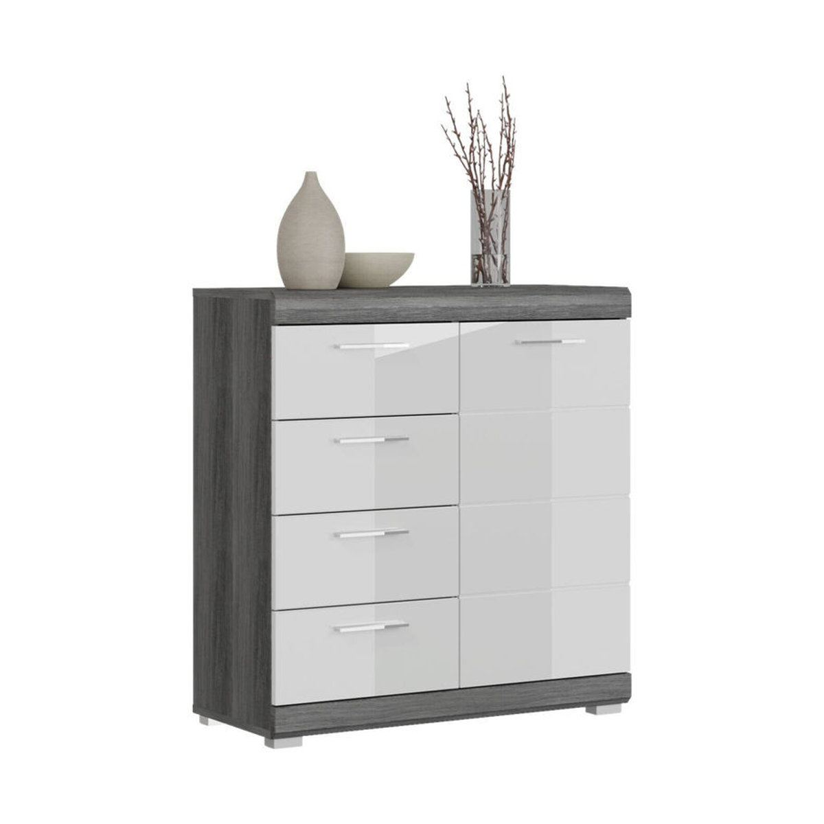 Kommode SCOUT von xonox.home in Weiß Hochglanz, Modern, B/H/T: 80 x 85 x 37 cm - Bild 2