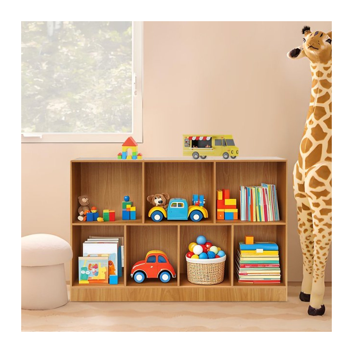 Kompaktes Bücherregal in Natur/Braun, minimalistisches Design für Bücher, Dekorationen und Pflanzen, B/T/H: 120 x 24 x 80 cm - Bild 1