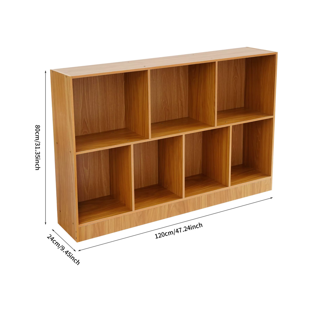 Kompaktes Bücherregal in Natur/Braun, minimalistisches Design für Bücher, Dekorationen und Pflanzen, B/T/H: 120 x 24 x 80 cm - Bild 2