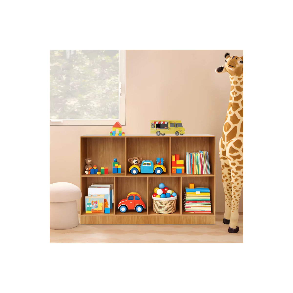 Kompaktes Bücherregal in Natur/Braun, minimalistisches Design für Bücher, Dekorationen und Pflanzen, B/T/H: 120 x 24 x 80 cm - Bild 7