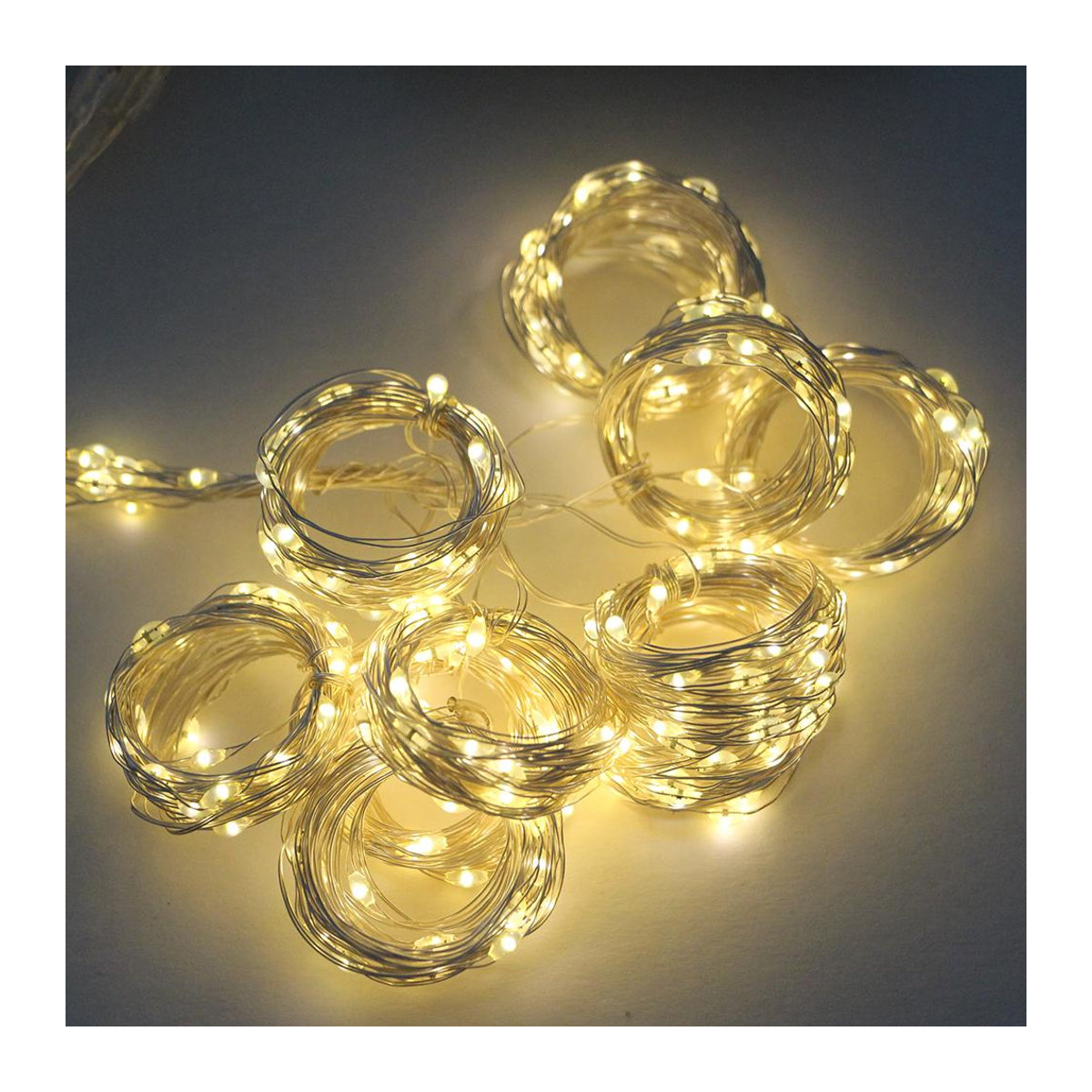 Kongdii LED Solar Vorhang Lichterkette aus Kupferdraht in Warmweiß, Wasserdicht für Garten und Außenbereich, B: 3 m, H: 2 m - Bild 2