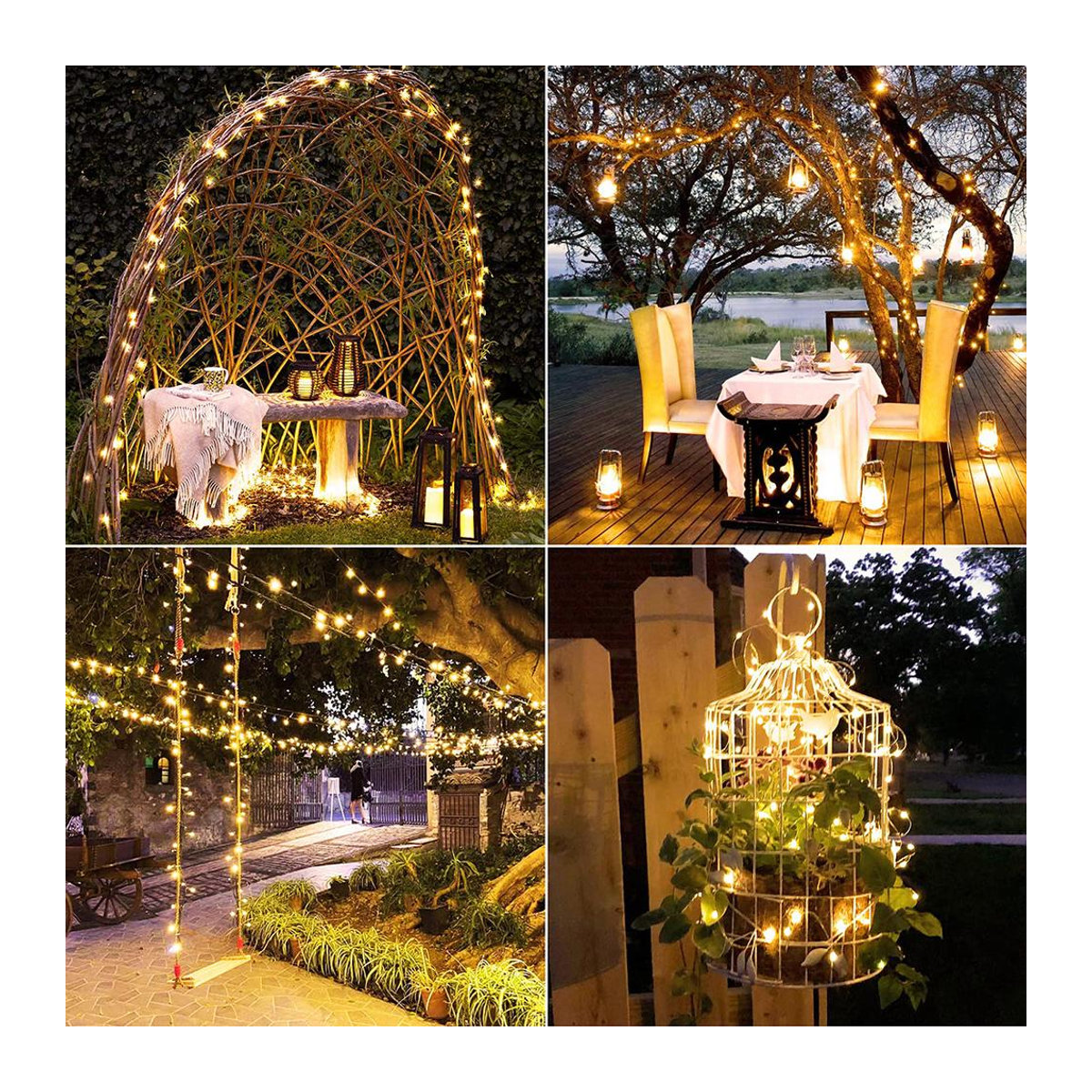 Kongdii LED Solar Vorhang Lichterkette aus Kupferdraht in Warmweiß, Wasserdicht für Garten und Außenbereich, B: 3 m, H: 2 m - Bild 3