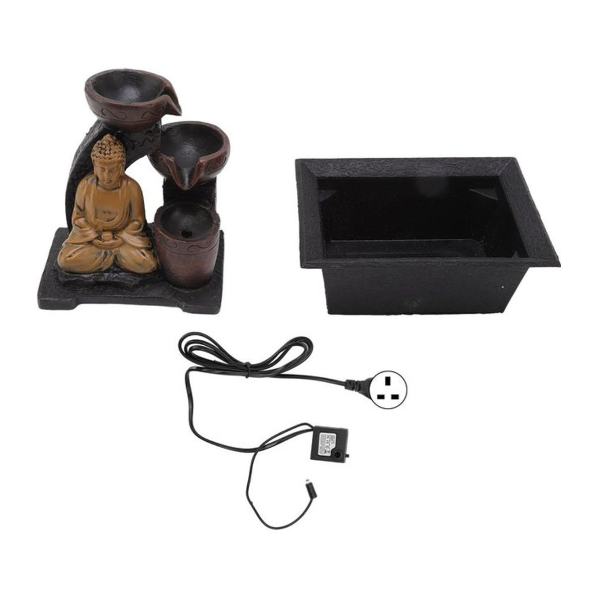 KONNWEI Buddha Wasserfall Dekoration aus Kunstharz mit LED-Beleuchtung in Braun, B/T/H: 13,5 x 18,5 x 22 cm - Bild 1