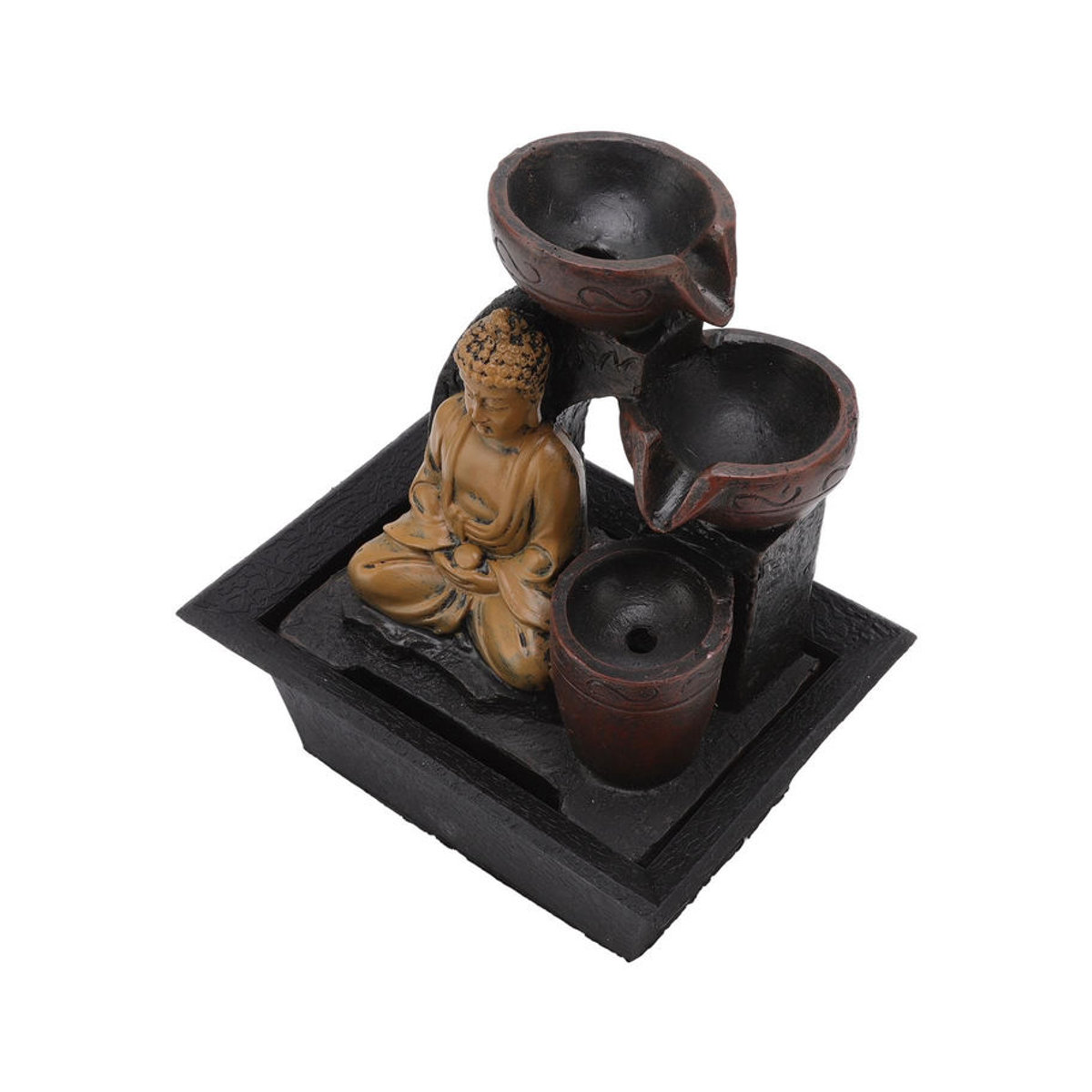 KONNWEI Buddha Wasserfall Dekoration aus Kunstharz mit LED-Beleuchtung in Braun, B/T/H: 13,5 x 18,5 x 22 cm - Bild 2