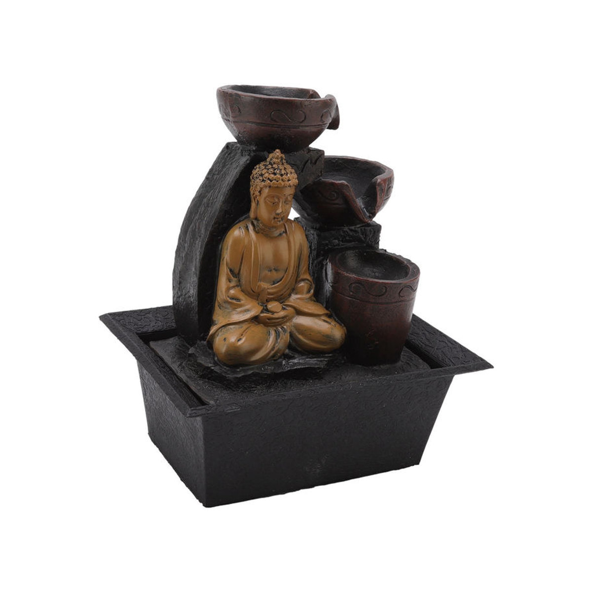 KONNWEI Buddha Wasserfall Dekoration aus Kunstharz mit LED-Beleuchtung in Braun, B/T/H: 13,5 x 18,5 x 22 cm - Bild 3