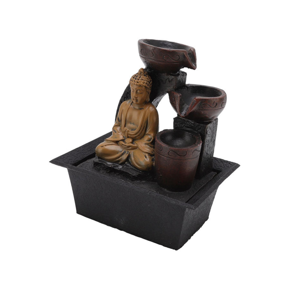 KONNWEI Buddha Wasserfall Dekoration aus Kunstharz mit LED-Beleuchtung in Braun, B/T/H: 13,5 x 18,5 x 22 cm - Bild 5