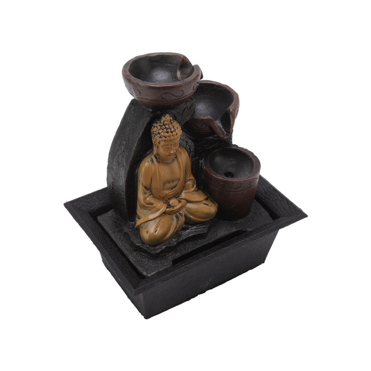 KONNWEI Buddha Wasserfall Dekoration aus Kunstharz mit LED-Beleuchtung in Braun, B/T/H: 13,5 x 18,5 x 22 cm - Bild 6