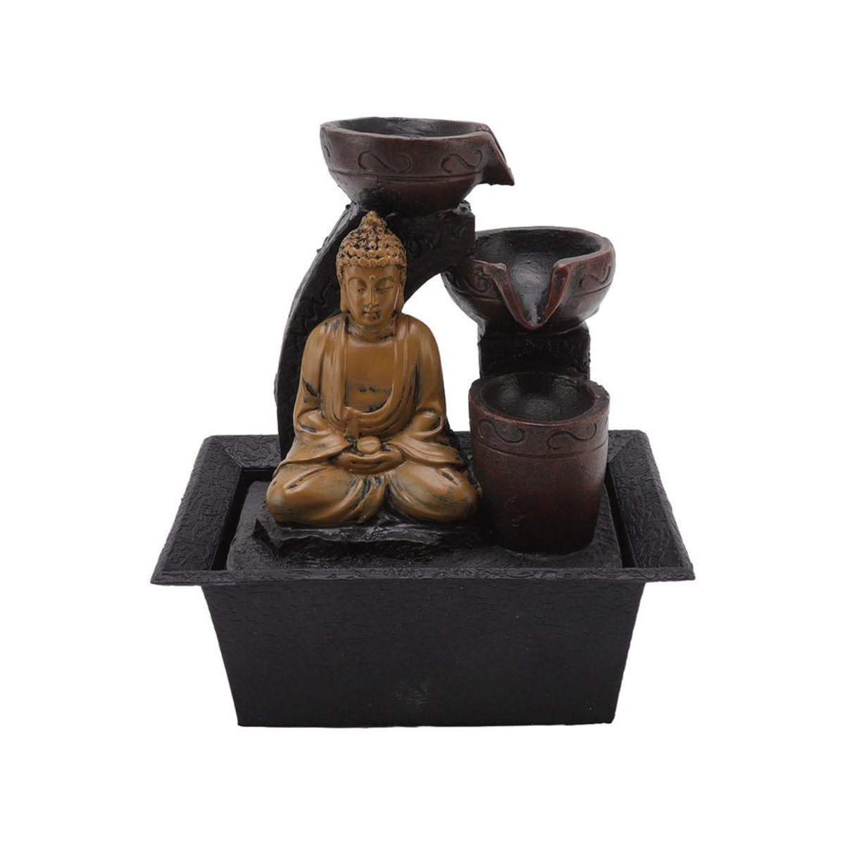 KONNWEI Buddha Wasserfall Dekoration aus Kunstharz mit LED-Beleuchtung in Braun, B/T/H: 13,5 x 18,5 x 22 cm - Bild 7